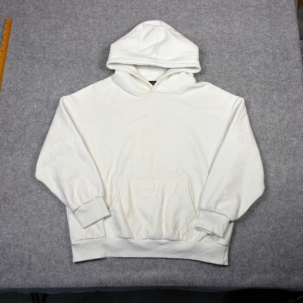 Trendy Queen Oversized Hoodie White Fleece Sweatshirt Pullover Medium
